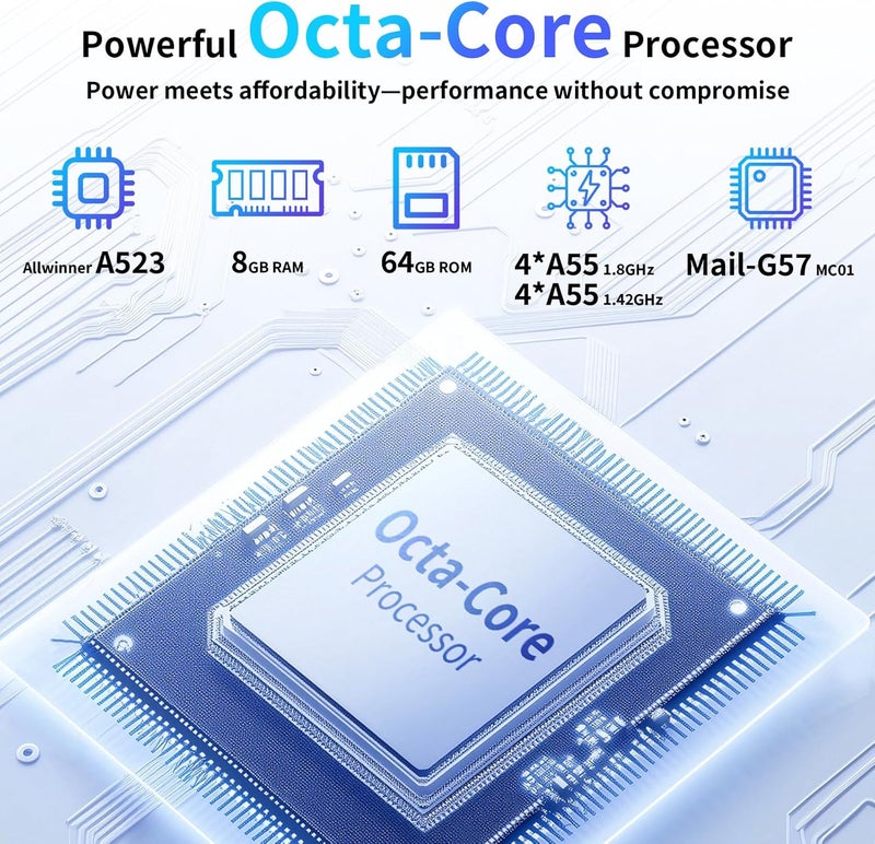 TabneraX 10 inch Android Tablet: Octa-Core, 7000mAh, with Stand Case, IPS HD Display, Wi-Fi 6, OTG, Metal Body – Fast & Portable Tablet for Work & Entertainment, 2-Year Protection, 8GB RAM 64GB, Android 15 - Image 3